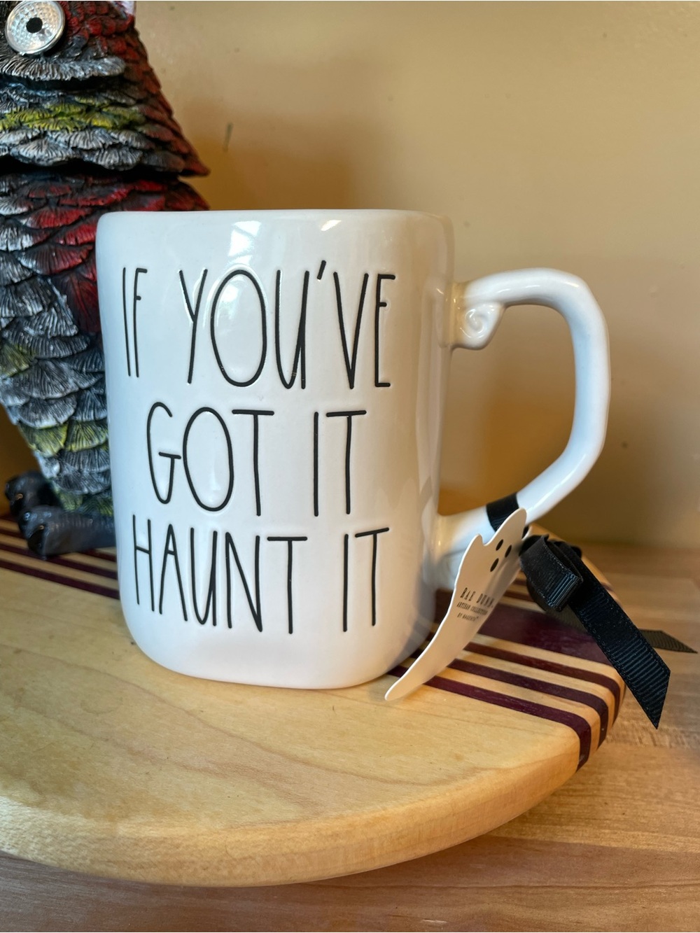 Rae Dunn White Mug with Black Lettering - 'If You've Got It Haunt It'